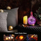 Porseme Rose Gold Essential Oil Diffuser 3D Glass Aromatherapy Ultrasonic Humidifier, Waterless Auto-Off, Timer Setting, BPA Free, Air Refresh for Home Hotel Yoga Leisure SPA Gift 150ml