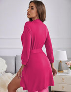 Ekouaer Women‘s Robes Lightweight 3/4 Sleeve Short Knit Bathrobe Soft Knee Length Sleepwear Robes with Pockets S-XXL