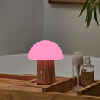 Gingko Mini Alice Mushroom Lamp - Natural Walnut Wood - Touch Control - 7 RGB Lights and Warm Light Mode