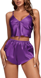 OPOIPIN Women's 3 Piece Pajama Set Sexy Cami Top and Shorts with Robe Sleepwear Loungewear Set