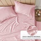 CozyLux Satin Sheets Full Size Sheets - 4 Piece Silky Full Size Bed Sheets, Luxury Dirty Pink Full Bed Set with Smooth and Soft Microfiber, Includes 1 Fitted Sheet, 1 Flat Sheet and 2 Pillowcases