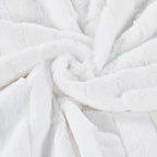 Striped Throw Blanket and Pillow Covers Set (No Inserts) for Couch and Bed, Plush Warm Lightweight Fuzzy Faux Fur Blanket for All Seasons (60" x 80", Pure White)