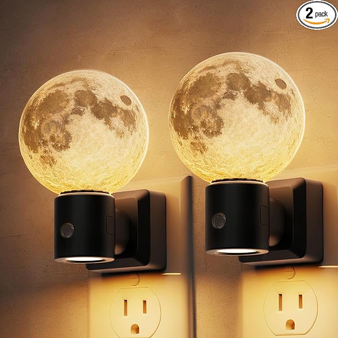 L LOHAS LED Night Lights Plug Into Wall, Plug in Night Light with Light Sensor, 3000K Soft White, 0-100LM Brightness Adjustable, 3D Printing LED Light for Bedroom Birthday Gifts