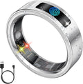 uaue Smart Ring for Women Men, Fitness Tracker Ring with Heart Rate/Women's Health/Sleep/Steps, Touch Control, Vibration Alert, IP68 Waterproof Health Ring for iPhone/Android, No Subscription,Silver 8