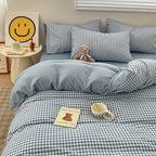Nayoroom Blue Gingham Duvet Cover Queen Size Plaid Checkered Comforter Cover 3 Pieces Soft Lightweight Washed Microfiber Farmhouse Grid Dorm Bedding Set with Pillowcases