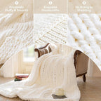 Chunky Knit Blanket - Luxury Soft Cozy 40 * 50 Throw Blanket,100% Woven Blanket Rope Knot Throw Blanket for Couch, Sofa, Home Decor, Gift - Machine Washable (Ivory White, 40 * 50)