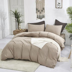 Cottonight Cream Coffee Comforter Set California King Khaki Bedding Comforter Set Cal King Dark Champagne Solid Blanket Quilts Modern Soft Cream Khaki 3 Piece Bedding Set