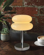 Mushroom Table Lamp for Bedroom, Cordless Mid Century Modern Lamp, Cute Egg Tart Small Night Light, 5000mAh Rechargeable Table Light for Living Room Nightstand Home Mushroom Decor Aesthetic (Cream)
