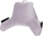 Clara Clark Reading Pillow for Kids & Teens with Shredded Memory Foam, Backrest Pillows for Reading, Watching, and Gaming, Use on Couch, Bed, or Floor, Adjustable Support, Washable Cover Grey Lavender