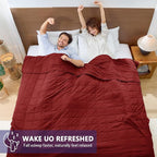 yescool Weighted Blanket for Adults (20 lbs, 88” x 104”, Red) Cooling Heavy Blanket for Sleeping Perfect for 190-210 lbs, Queen Size Breathable Blanket with Premium Glass Bead, Machine Washable