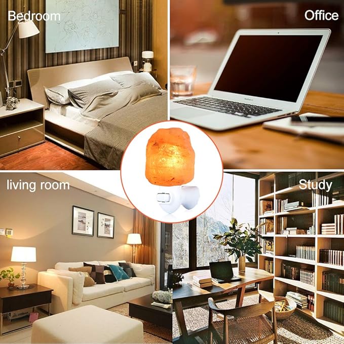 pursalt 2 Pack Himalayan Natural Salt Lamp Night Light Plug in, Certificated 360 Degree Rotatable Wall Plug with Extra 4 Replacement Bulbs for Bathroom Bedroom, Pink Crystal Rock Salt Hand Crafted