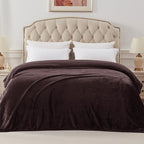 Exclusivo Mezcla Fleece Blanket Twin Size for Bed, Super Soft and Warm, All Season, Cozy, Plush, Lightweight, 90x66 Inches, Coffee