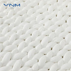 YnM Cooling Weighted Blanket, Handmade Chunky Yarn Knitted Design, Temperature Regulating and Breathable, Machine Washable Throw for Sleep or Home Decor (White, 80x87 Inch, 25lbs)