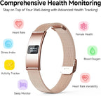 Smart Bracelet, Subscription-Free 24/7 Health Tracking, Heart Rate, SpO2, HRV & Sleep Tracker with IPX8 Waterproof, Wearable Activity & Fitness Tracker, 7-Day Battery, 2 Bands (Rose Gold)