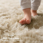 Amdrebio Beige Area Rugs for Bedroom Living Room, 5x8 Fluffy Plush Shag Furry Cute Rug for Kids Room Decor Aesthetic, Soft Shaggy Fuzzy Neutral Tan Carpet for Teens Baby Nursery Playroom Preppy Dorm