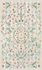 Lahome Chloe Insect Botanical 3x5 Washable Rugs for Entryway Soft Rug for Bedroom, Beige Kitchen Rugs Non Slip Washable, Boho Floral Indoor Throw Carpet for Bathroom Laundry Living Room(Beige,3x5)