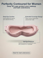 Weighted Eye Masks for Sleep Women: 3D Contoured Blackout Sleep Mask with Zero Pressure, Eyelash Friendly & Comfortable Blindfold for Airplane Travel, Night Shift Nurse, Yoga & Thoughtful Gift, Pink