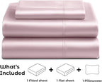 Pure Bedding Satin Sheets Twin [3-Piece, Champagne Pink] Hotel Luxury Silky Bed Sheets - Extra Soft 1800 Microfiber Sheet Set, Wrinkle, Fade, Deep Pocket Fitted Sheet, Flat Sheet, Pillow Cases