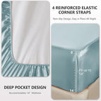 CozyLux Satin Sheets King Size Sheet Set - 4 Piece Silky King Sheets, Luxury Light Blue King Bed Set with Smooth and Soft Microfiber, Includes 1 Fitted Sheet, 1 Flat Sheet and 2 Pillowcases