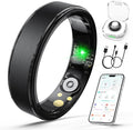 Smart Ring for Women Men, Health Fitness Tracker Ring with Heart Rate/Sleep Tracker/Blood Oxygen/HRV/Stress/Calorie/Steps, IP68 Waterproof for iOS & Android, No APP Fees(Black,7#)