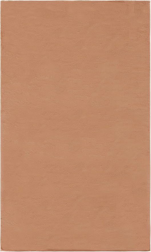 SAFAVIEH Washable Rug Faux Rabbit Fur Shag Collection - 4' x 6', Brown, Slip Resistant & Easy Cleaning, Ideal for Living Room, Bedroom, Nursery, Boys & Girls Kids Playroom, Dining Space (FRF976T)