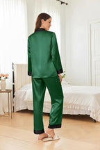 Ekouaer Silk Pajamas for Women Long Sleeve Satin Pajama Set Silky Pj Sets 2 Piece Button Down Loungewear Sleepwear