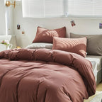 Cottonight Brick Red Comforter Set - California King Marroon Bedding - Solid Modern Cotton Blackish Red Blanket Quilts - Soft Simple 3 Piece Cal King Comforter Set for Women & Men