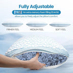 QUTOOL Double Sided Cooling Pillow for Hot Sleepers, Shredded Memory Foam Pillows King Size Set of 2, Adjustable Soft & Firm Gel Bed Pillow for Side, Back, Stomach Sleepers