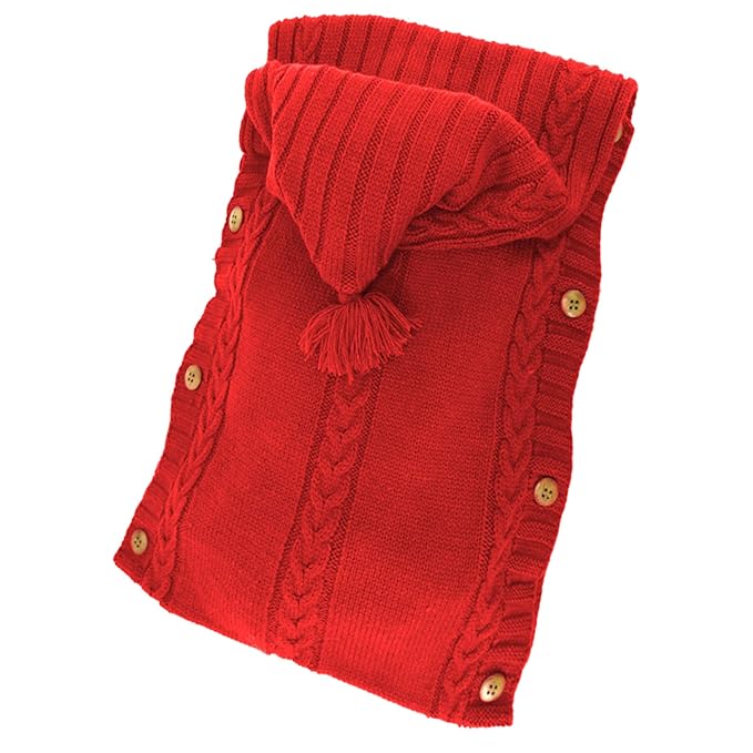 XMWEALTHY Newborn Baby Wrap Swaddle Blanket Knit Sleeping Bag Receiving Blankets Stroller Wrap for Baby Red 0-6 Month