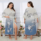 Kihnop Women's Floral Long Kimono Robe Long Satin Robe Long Silk Robe Ladies Kimonos Silky Bathrobe Cover Up, One Size