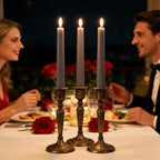10-Inch Gray Taper Candles, 12 Pack Unscented and Dripless Candlesticks, Long-Lasting Burn Time of 7-8 Hours, Perfect for Home Décor, Weddings, and Events