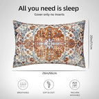 1 Pack Satin Pillowcase for Hair and Skin Vintage Boho Carpet Imitation Silk Pillowcase with Hidden Zipper Soft Breathable Smooth Cooling Pillow Cover Standard Size for Bedroom Sofa 20”x26”