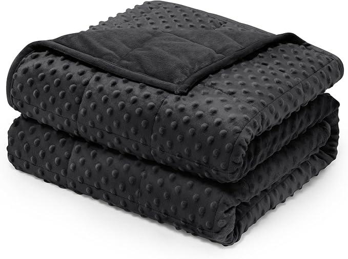 Wemore Minky Dot Weighted Blanket for Adults King Size 15 lbs, Soft Cozy Heavy Blanket for Bed and Couch, Breathable Blanket for All-Season with Glass Beads, Black 80 x 87 inches