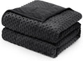 Wemore Minky Dot Weighted Blanket for Adults Twin Size 15 lb, Soft Heavy Blanket for Stress Relief and Sleep Promotion, Breathable Blanket for All-Season with Glass Beads, Black 60 x 80 inches