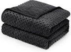 Wemore Minky Dot Weighted Blanket for Adults Twin Size 15 lb, Soft Heavy Blanket for Stress Relief and Sleep Promotion, Breathable Blanket for All-Season with Glass Beads, Black 60 x 80 inches