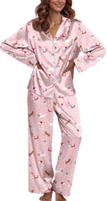 Ekouaer Pajamas For Women Set Silk Pjs 2 Piece Satin Sleepwear Long Sleeve Button Down Lounge Sets With Pant