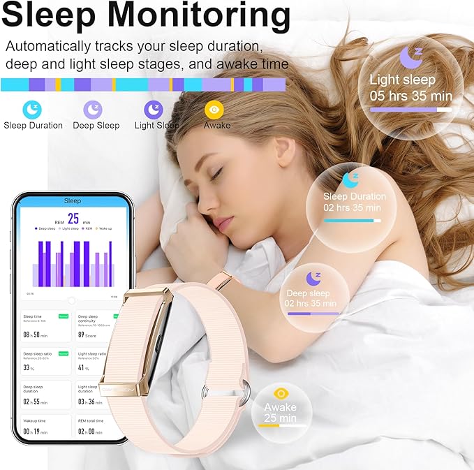 Smart Bracelet, Health Activity Fitness Trackers with Heart Rate Sleep Monitor, 24/7 Blood Oxygen/Calorie/Stress/Step Tracker, Health Fitness Bands, 170+ Sports Modes Smart band with Free APP, 2 Bands
