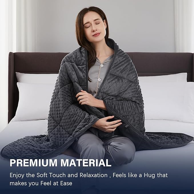 CuteKing Weighted Blanket - Weighted Blanket with Premium Glass Beads - Heavy Blanket Crystal Velvet for Comfort Sleep - Thick Blanket All Season (20lbs, 48"x72", Grey Bubble)