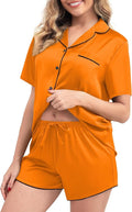Women's Pajamas Set Sleepwear with Short Sleeve Top & Elastic Waist Shorts