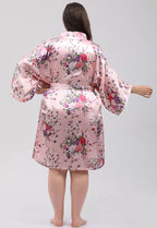 QXQTER Peony Floral Silky Satin Robe Wedding Bridal Party Bride Bridesmaid Robes for Women Dressing Gown Kimono Robe