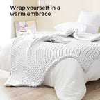 YnM Knitted Weighted Blanket, Hand Made Chunky Knit Weighted Throw Blanket for Sleep or Home Décor, Rest and Relax in Style Handmade Weighted Blankets (White, 80''x87'' 25lbs)