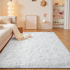 junovo Washable, Non-Slip Area Rug, Ultra Soft Area Rugs 3x5 Feet Fluffy Carpets for Bedroom Kids Girls Boys Baby Living Room Shaggy Floor Nursery Rug Home Bedroom Mats, White