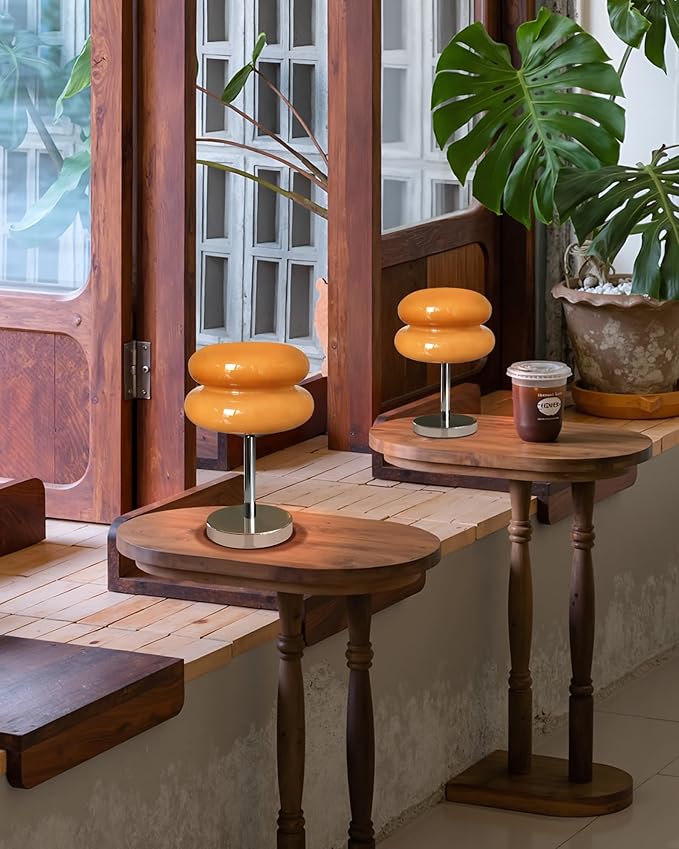 Mushroom Table Lamp for Bedroom, Cordless Mid Century Modern Lamp, Cute Egg Tart Small Night Light, 5000mAh Rechargeable Table Light for Living Room Nightstand Home Mushroom Decor Aesthetic (Copper)