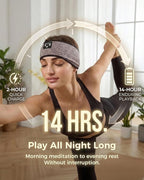 Sleep Headphones Headband Bluetooth 5.4 - Wireless Music Headband with Ultra-Thin HD Stereo Speakers, Sweat Resistant for Side Sleepers, Sports, Meditation, Travel