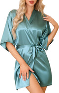 Lovasy Women's Satin Robes Silky Short Robe Lightweight Sleepwear Bride Bridesmaids Bathrobes Dressing Gowns Loungewear S-XXL