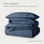 Bare Home 100% Organic Cotton Extra Long Duvet Cover Set - Crisp Percale Weave - Lightweight & Breathable - Cooling Duvet Cover Set (Twin/Twin XL, Bering Sea)