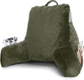 Clara Clark Reading Pillow with Shredded Memory Foam for Sitting Up in Bed and Couch, Back and Arms Adjustable Support for Adults & Teens Backrest Pillows for Reading, with Washable Cover Olive Green