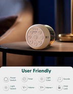 Babelio Pocket Glow White Noise Sound Machine - Upgraded 7 Color Night Lights, 20 Non-Looping Sounds, Timer & Memory Function, Portable for Adults & Babies, New Black