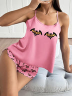 Ekouaer Silk Pajamas Set for Women Satin Backless Lingerie Pjs Cami Top and Shorts Nightwear