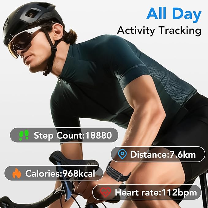Health Activity Fitness Trackers, 2025 Wearable Smart Bracelet, 120+ Sport Modes Smart Band, All-Day Continuous Heart Rate Blood Pressure Stress HRV Monitor, 24H Sleep Tracker with Free App